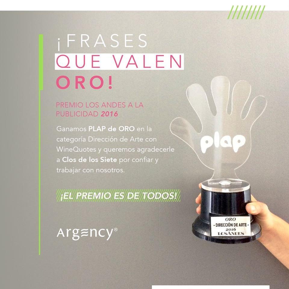 Argency - "WineQuotes", Clos de los Siete - Dirección de Arte - Oro -