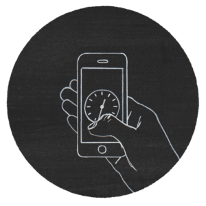 Mano con celular, gráfico